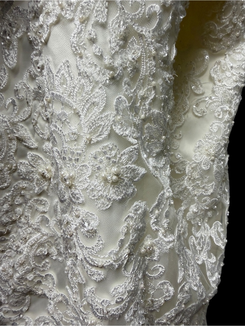 Camille La Vie Ivory Strapless Mermaid Lace Beaded Wedding Dress Gown Size 10 - Picture 11 of 13
